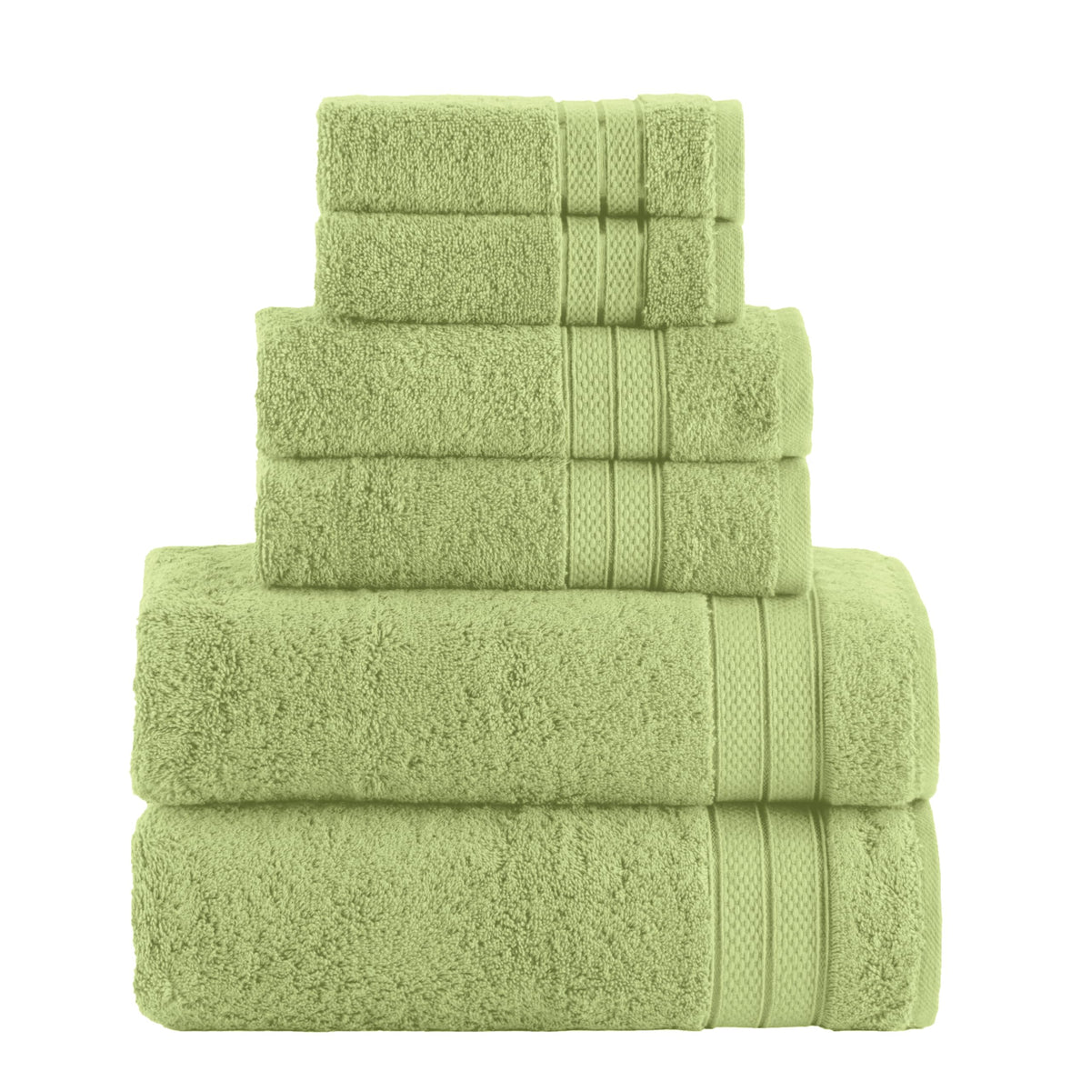 Elegant Comfort Luxury 6-Piece Towel Set, Premium Soft 100% Turkish Cotton, Three Line Popcorn Design 2 Bath Towels, 2 Hand Towels and 2 Washcloths Towel Set-Quick-Drying and Absorbent, Vibrant Orange