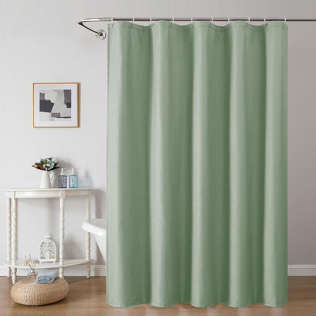 OWENIE White Shower Curtain for Bathroom 84 Inches Extra Long, Elegant 3D Embossed Textured Cloth Waffle Shower Curtain, Modern Luxury Hotel Style, Water Repellent, Machine Washable, 72X84, White