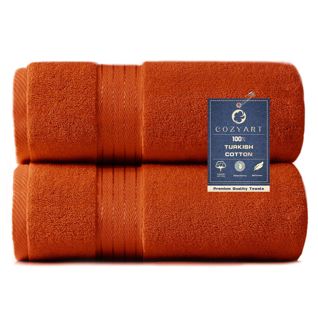 COZYART Luxury Bath Towel Set 6 Pcs, Burnt Orange 100% Turkish Cotton