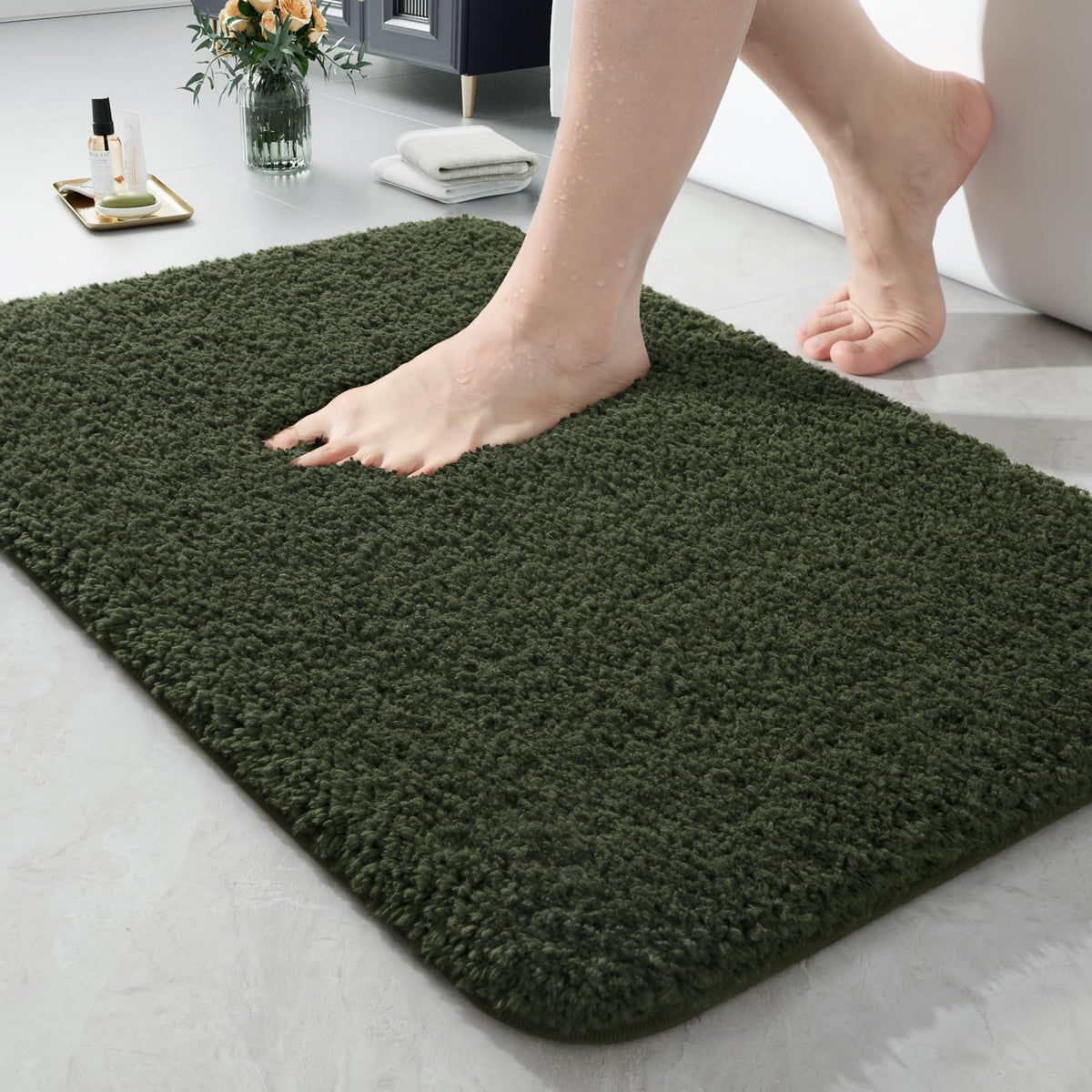 LOCHAS Bathroom Rug Runner 24x60 Inch, Bath Rugs Non Slip, Grey