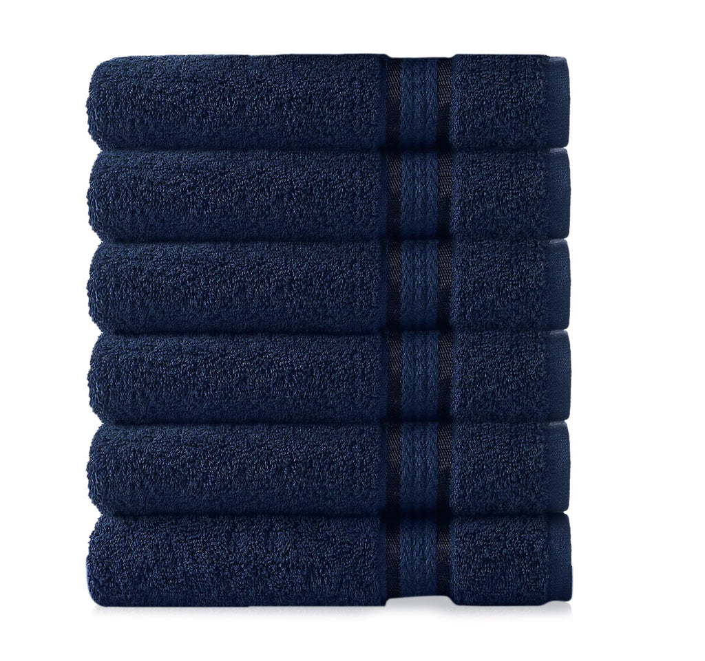 COTTON CRAFT Ultra Soft Hand Towels - 6 Pack 100% Ringspun Cotton Towel Set