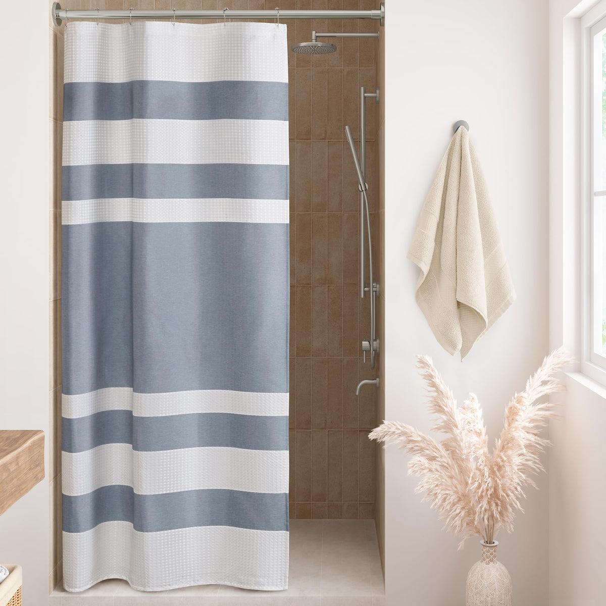 Madison Park Spa Waffle Shower Curtain for Bathroom, 72 x 72, Sage Green
