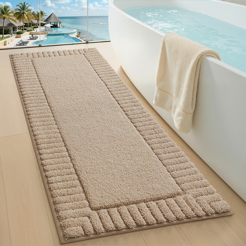 LUMI Soft Bathroom Rugs Absorbent, Non Slip Bath Mat 24x36, Beige