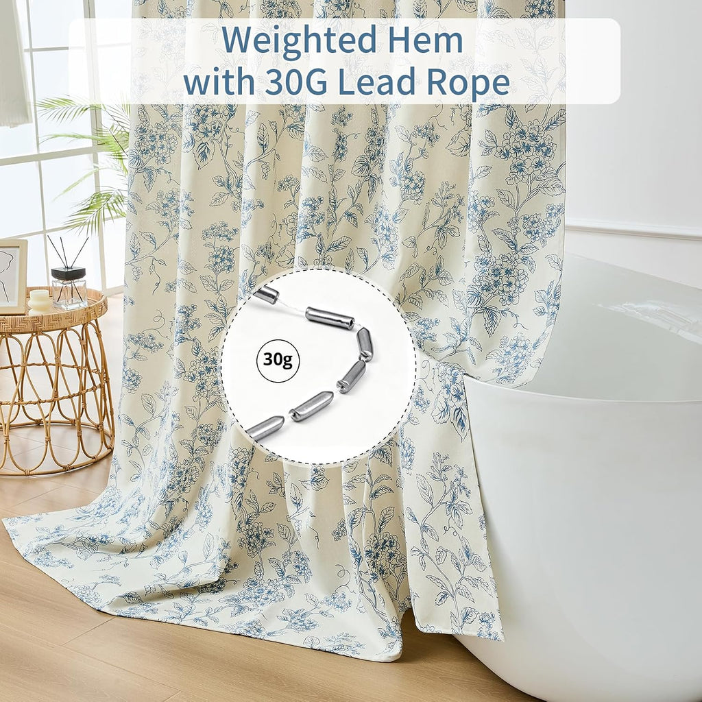 Warmstar Floral Shower Curtain for Bathroom Weighted Hem Water Repellent