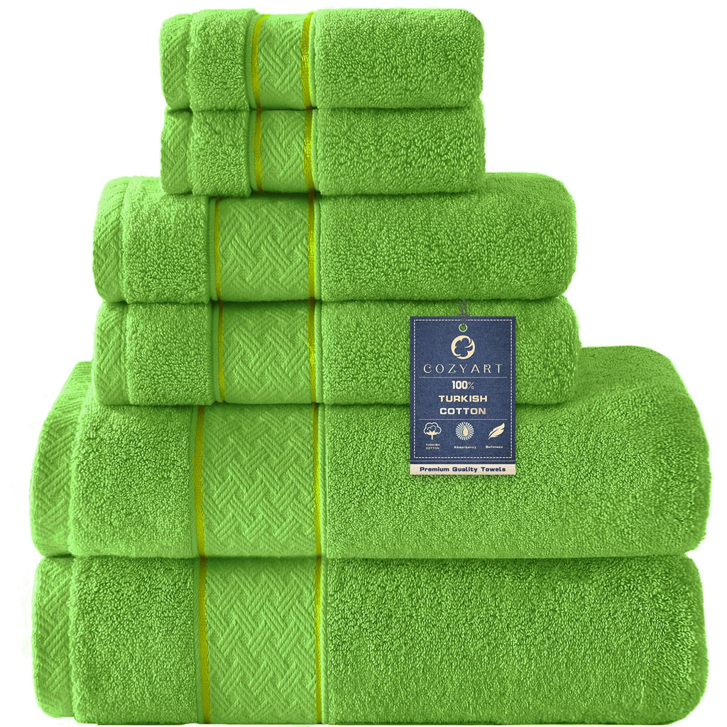 COZYART Bath Towel Set 6 PCS, Pink Luxury 100% Turkish Cotton 650GSM