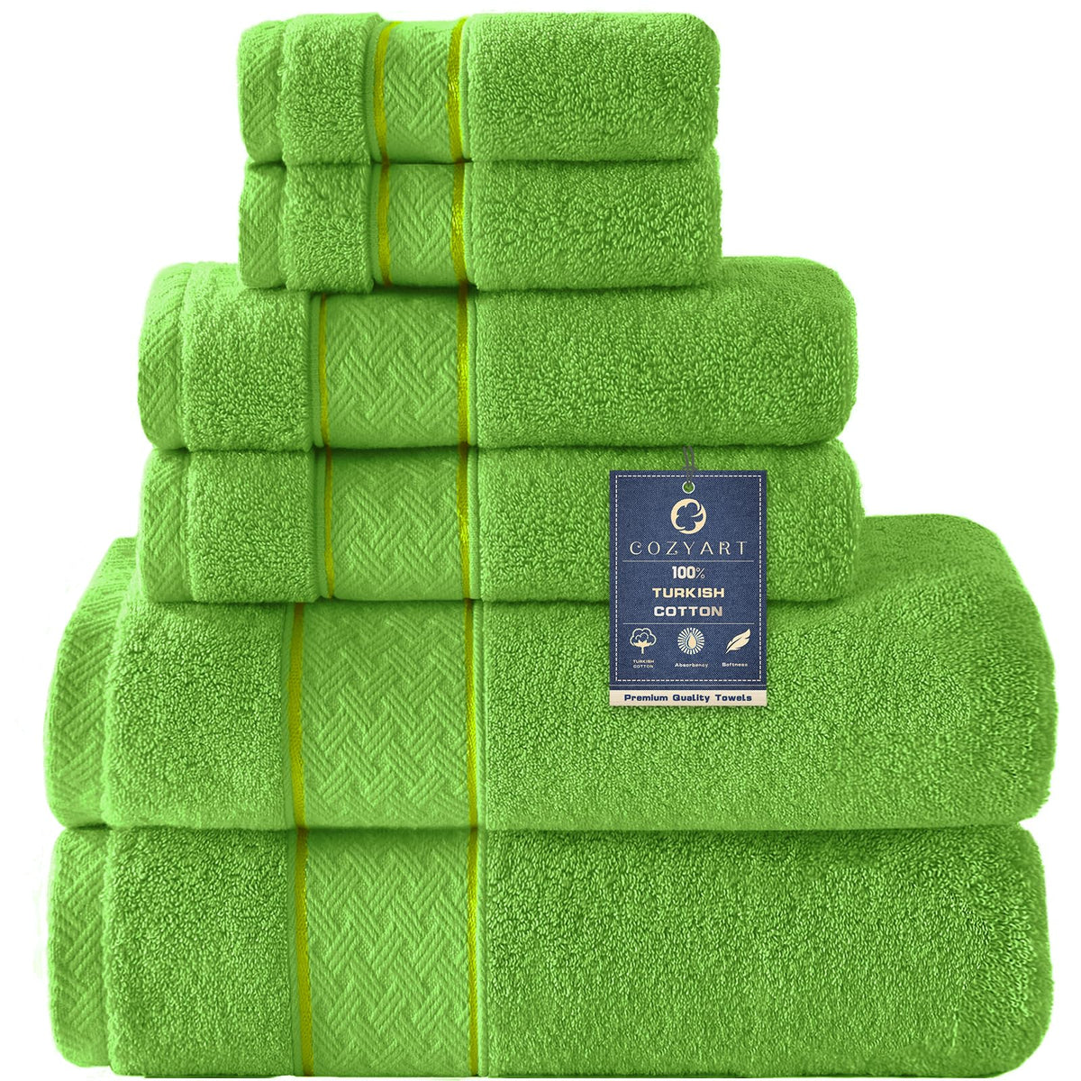 COZYART Bath Towel Set 6 PCS, Pink Luxury 100% Turkish Cotton 650GSM