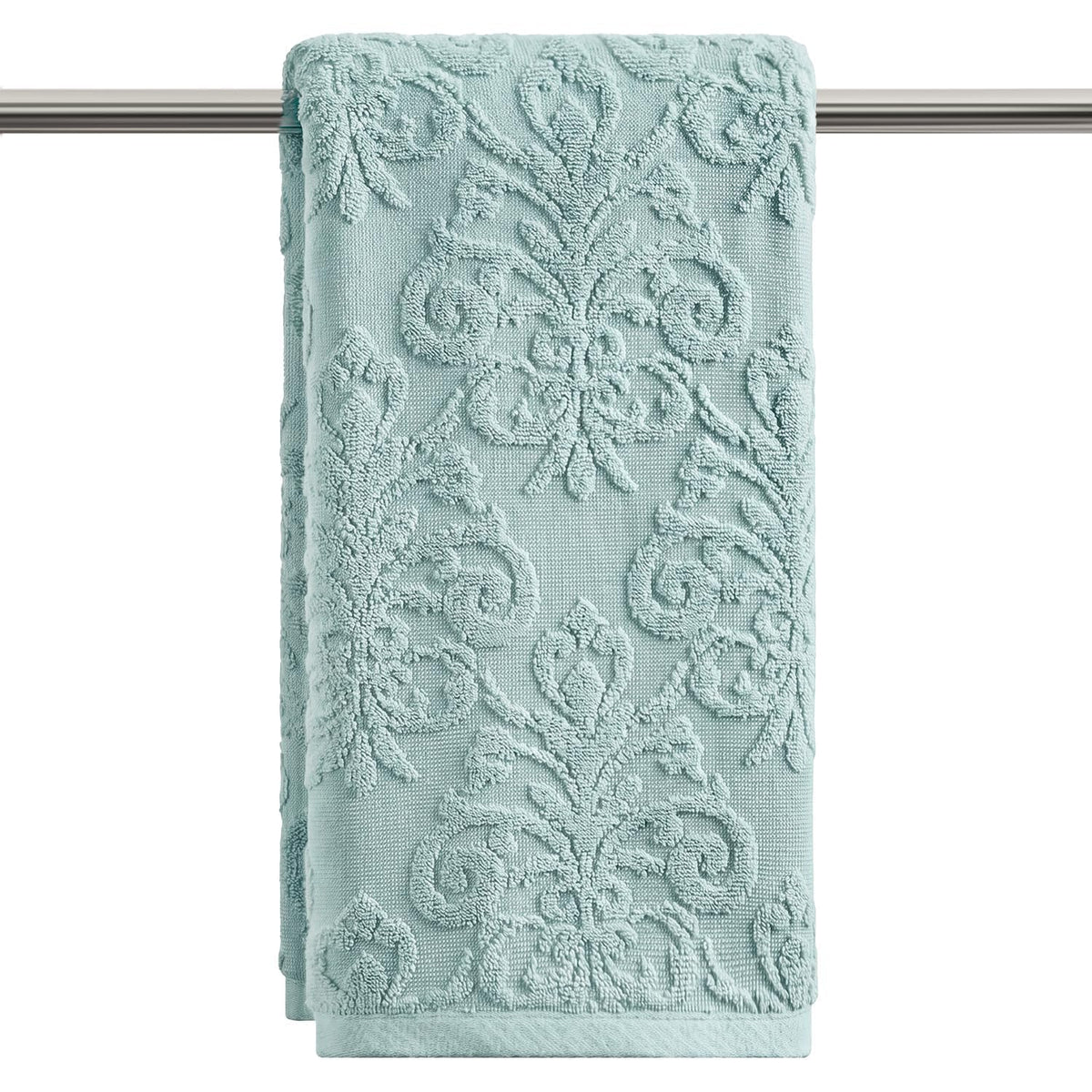 Artoid Mode 2 Pcs Olive Green 3D Vintage Floral Hand Towels for Bathroom, 100% Cotton Soft Absorbent Bathroom Decor Towels, 13.7 x 29.5 Inch
