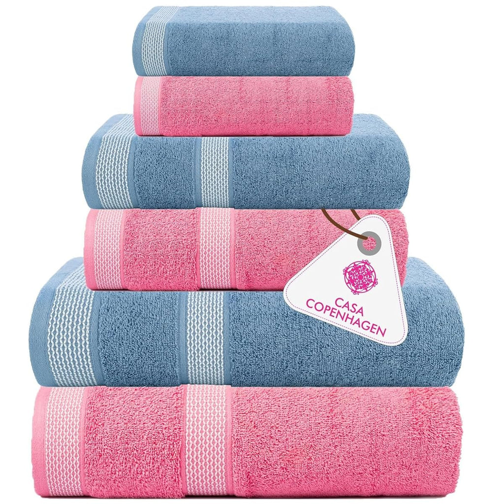 CASA COPENHAGEN 6pcs Bathroom Towel Gift Set, 600GSM, Dark Black