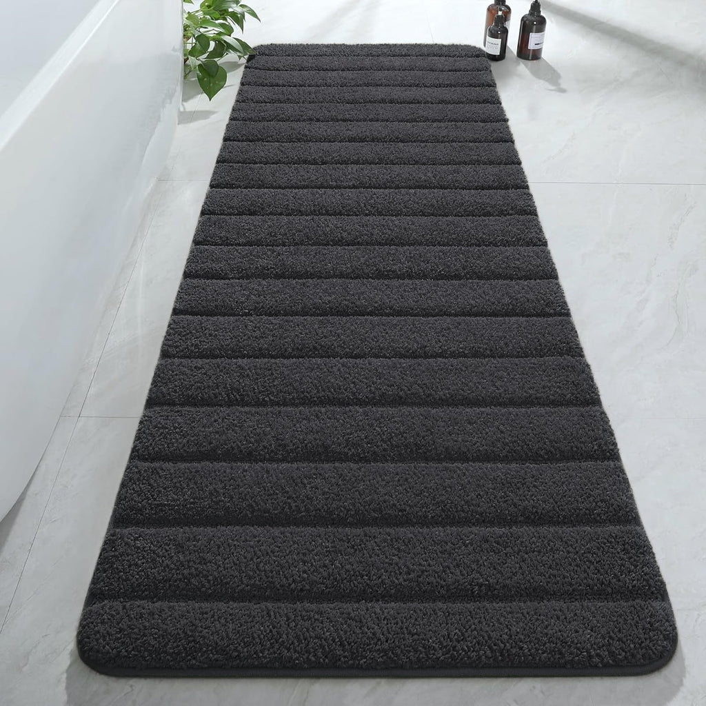 AROGAN Luxury Long Bathroom Runner Rugs 24x60 Inch Bath Rug Non Slip, Black