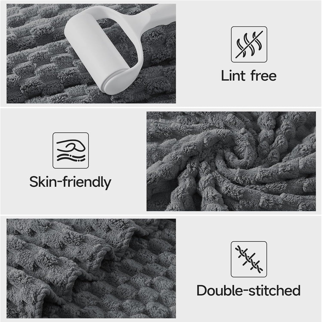 REDKISS Charcoal Gray Microfiber Towels Set of 6- Extra Large 35x70 Inches