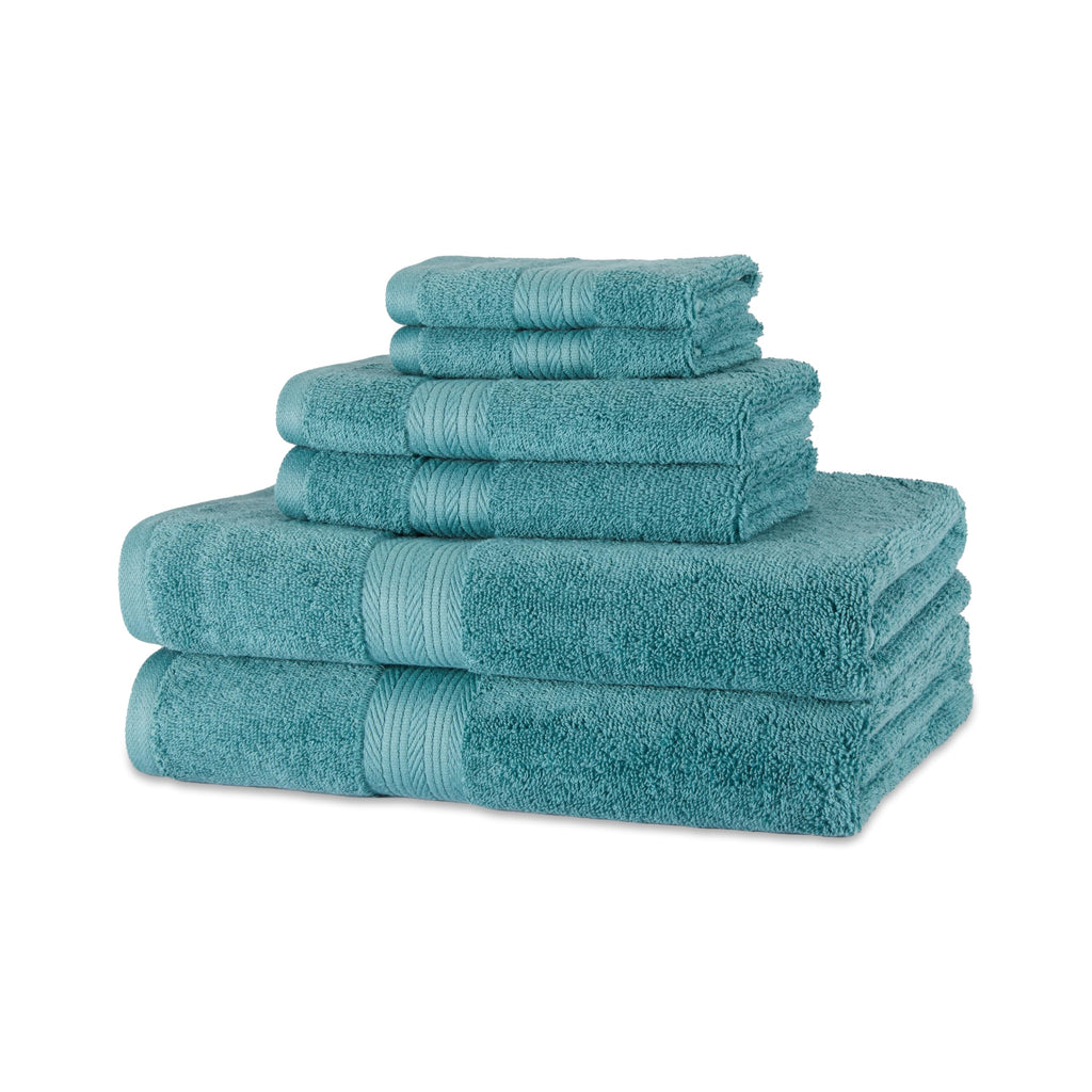 Amazon Basics 6-Piece Fade-Resistant 100% Cotton Towel Set for Bathroom, Soft and Absorbent, 2 Bath Towels, 2 Hand Towels, 2 Washcloths, Gray