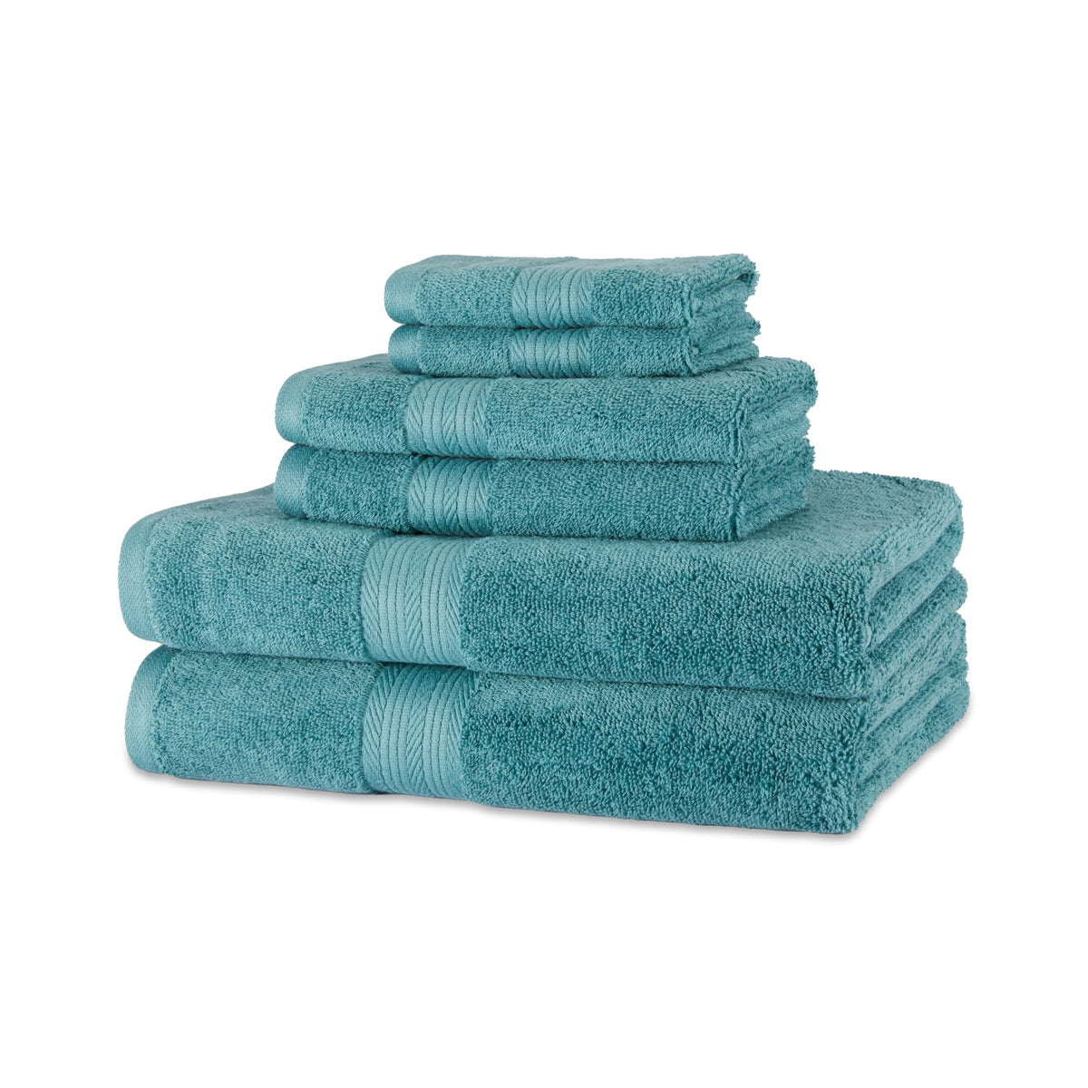 Amazon Basics 6-Piece Fade-Resistant 100% Cotton Towel Set for Bathroom, Soft and Absorbent, 2 Bath Towels, 2 Hand Towels, 2 Washcloths, Gray