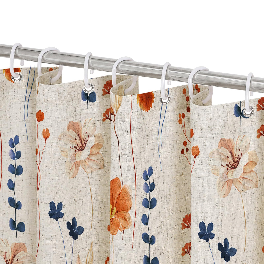 Gibelle Sage Green Beige Watercolor Floral Fabric Shower Curtain 72x72