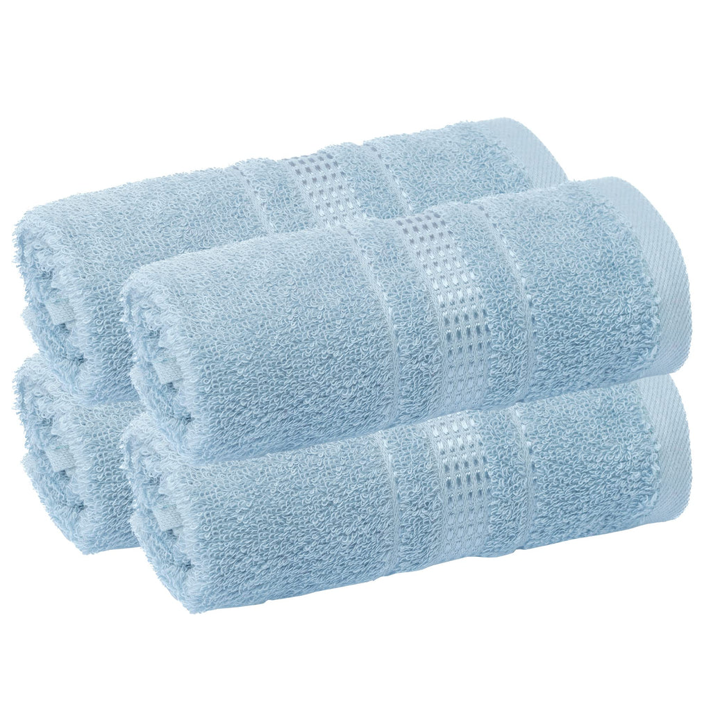 Melissa Linen Fingertip Towels 4 Pack, Aqua Green (Light Teal/Seafoam), 100% Turkish Cotton, Small Hand Towels for Face and Guest Bathroom, 12 x 18 in, Soft, Absorbent, Quick Dry, 550 GSM