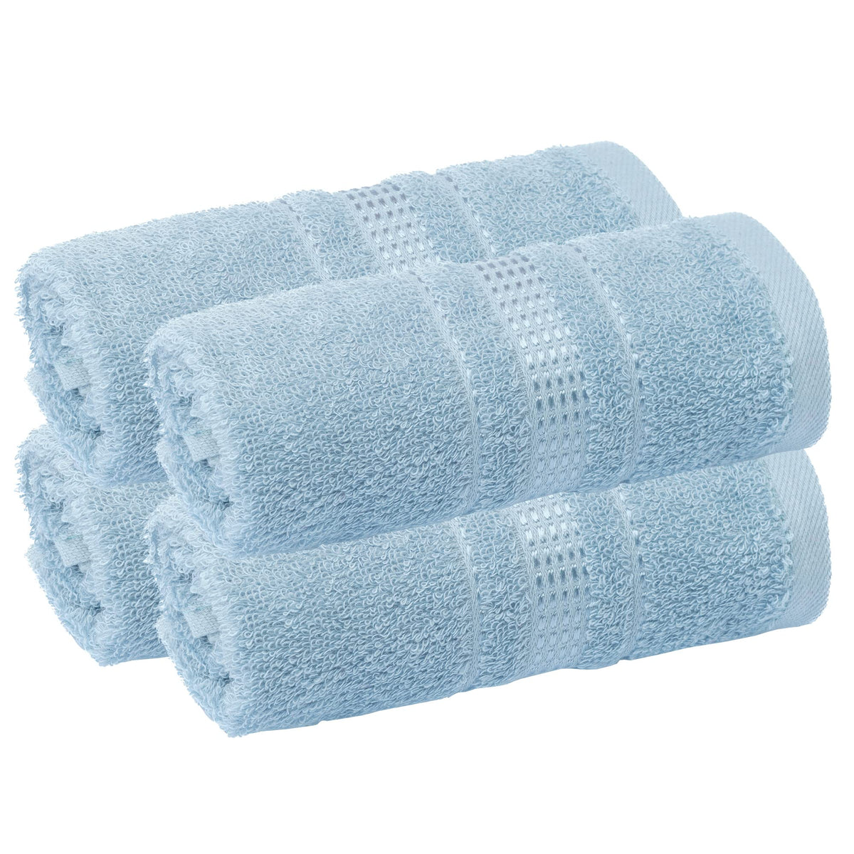 Melissa Linen Fingertip Towels 4 Pack, Aqua Green (Light Teal/Seafoam), 100% Turkish Cotton, Small Hand Towels for Face and Guest Bathroom, 12 x 18 in, Soft, Absorbent, Quick Dry, 550 GSM