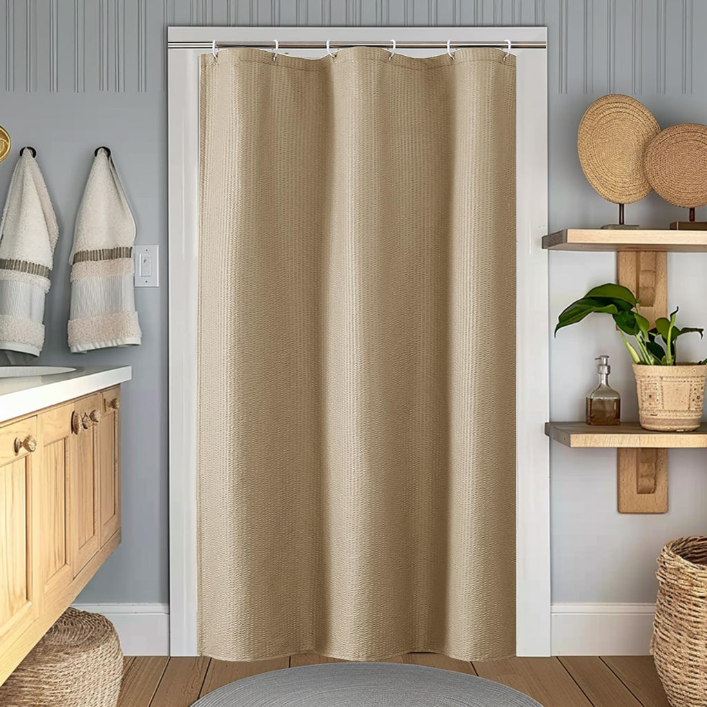 OWENIE White Shower Curtain for Bathroom 84 Inches Extra Long, Elegant 3D Embossed Textured Cloth Waffle Shower Curtain, Modern Luxury Hotel Style, Water Repellent, Machine Washable, 72X84, White