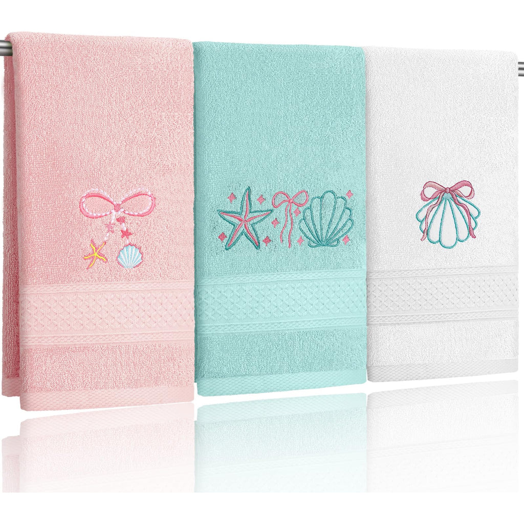 Hahafelt 3 Pack Boho Leaves Hand Towels for Bathroom, 100% Cotton