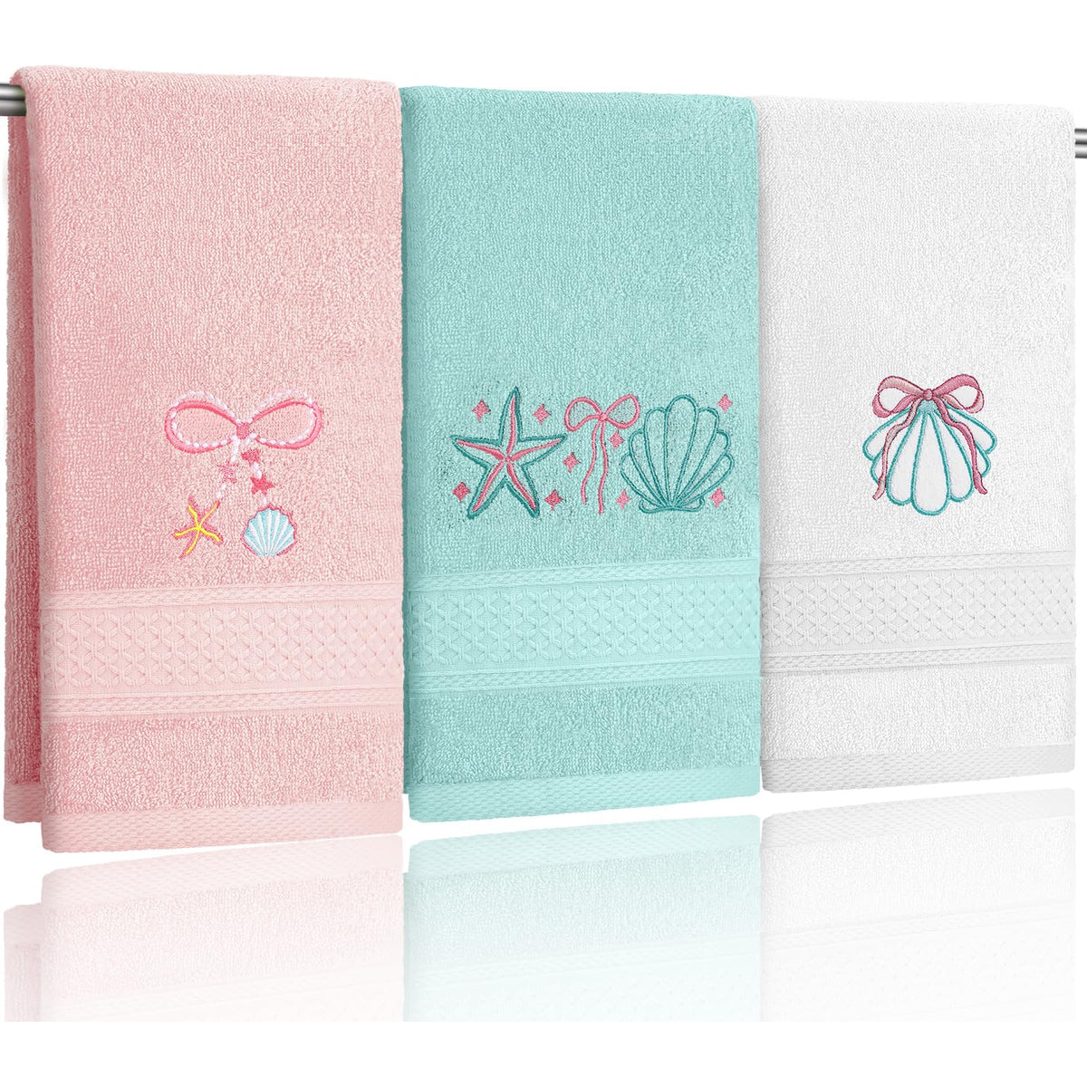 Hahafelt 3 Pack Boho Leaves Hand Towels for Bathroom, 100% Cotton