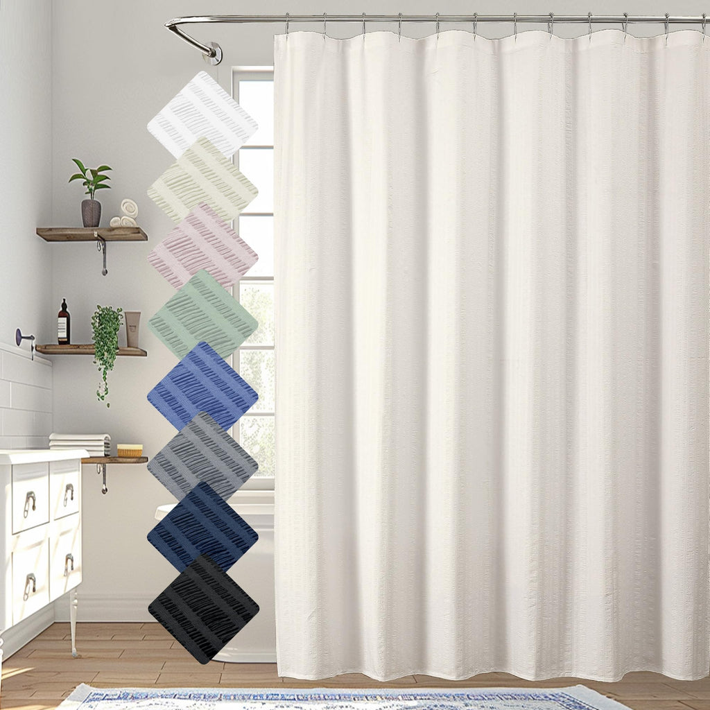 Aiyufeng Moga Navy Blue Fabric Shower Curtains for Bathroom - Blue Hotel Spa Polyester Cloth Bath Curtain with 12 Holes, 72x72, Machine Washable, Navy Blue