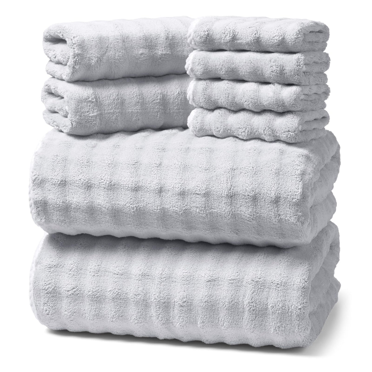 REDKISS Soft Bath Towel Sets 8-Piece, Microfiber Quick Dry & Absorbent, 35x70 in Large Bath Sheet 14x30 in Hand Towel, 12x12 in Washcloth, Pink Bathroom Towel Set