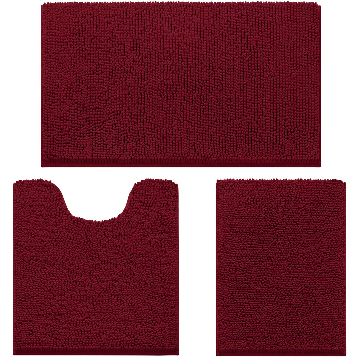 HOMEIDEAS Bathroom Rugs Set of 3, Super Soft Absorbent Chenille Bath Rugs