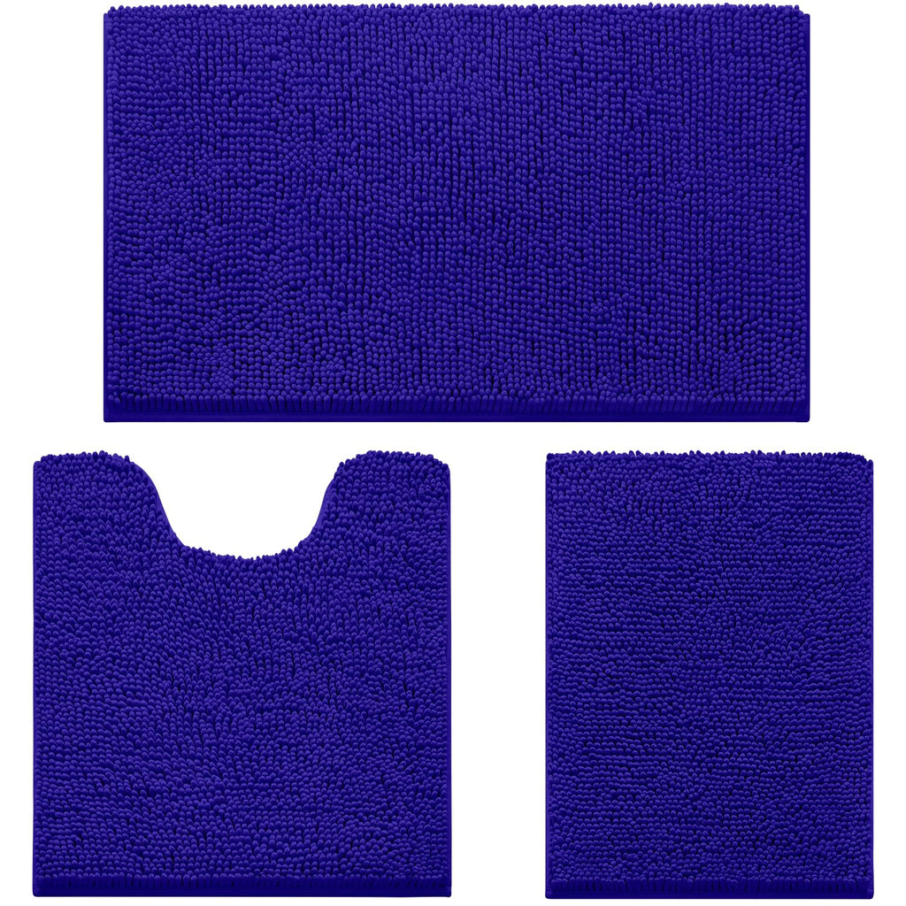 HOMEIDEAS Bathroom Rugs Set of 3, Super Soft Absorbent Chenille Bath Rugs