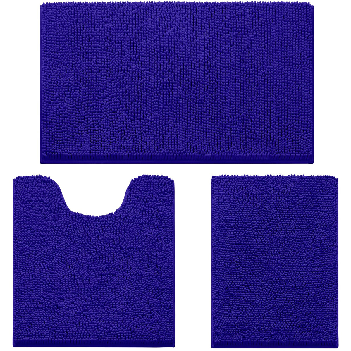 HOMEIDEAS Bathroom Rugs Set of 3, Super Soft Absorbent Chenille Bath Rugs