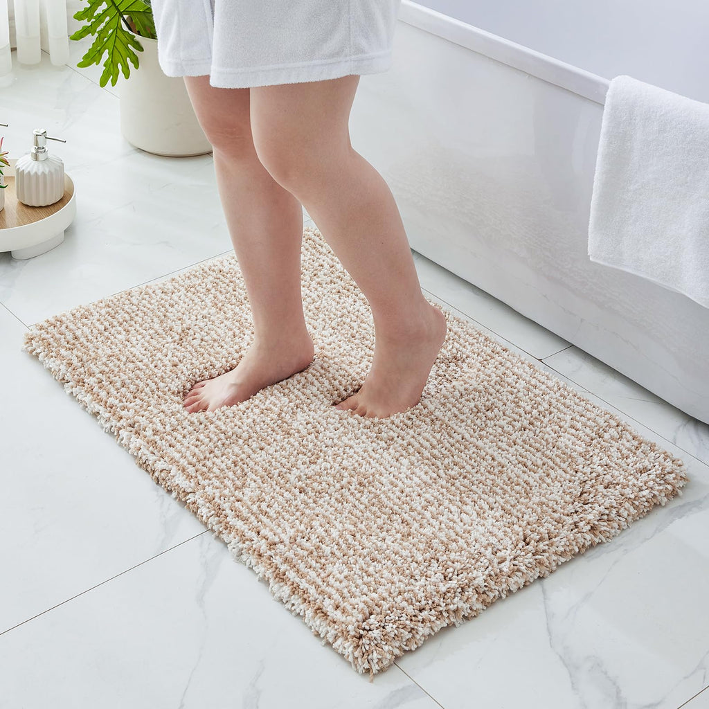 Microfiber Bathroom Rugs 24x17 Absorbent Soft Non Slip, Blue