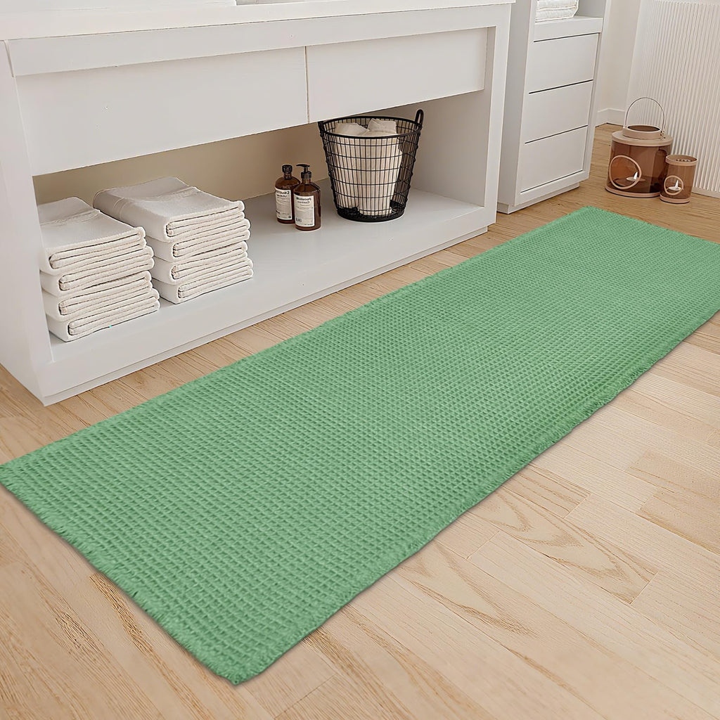 ZALL Waffle Bath Mat Boho Bathroom Mat Ultra Absorbent Non Slip 18x30 Tan