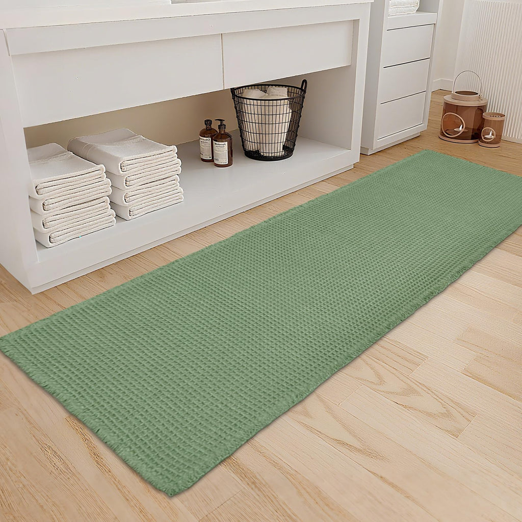 ZALL Waffle Bath Mat Boho Bathroom Mat Ultra Absorbent Non Slip 18x30 Tan