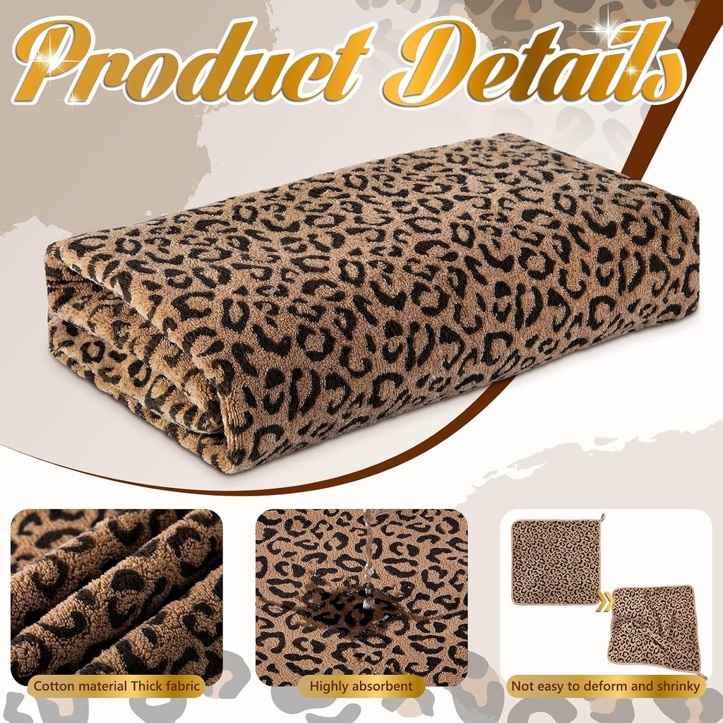 Peryiter 6 Pack Bath Towels Set, Coffee Color, Leopard