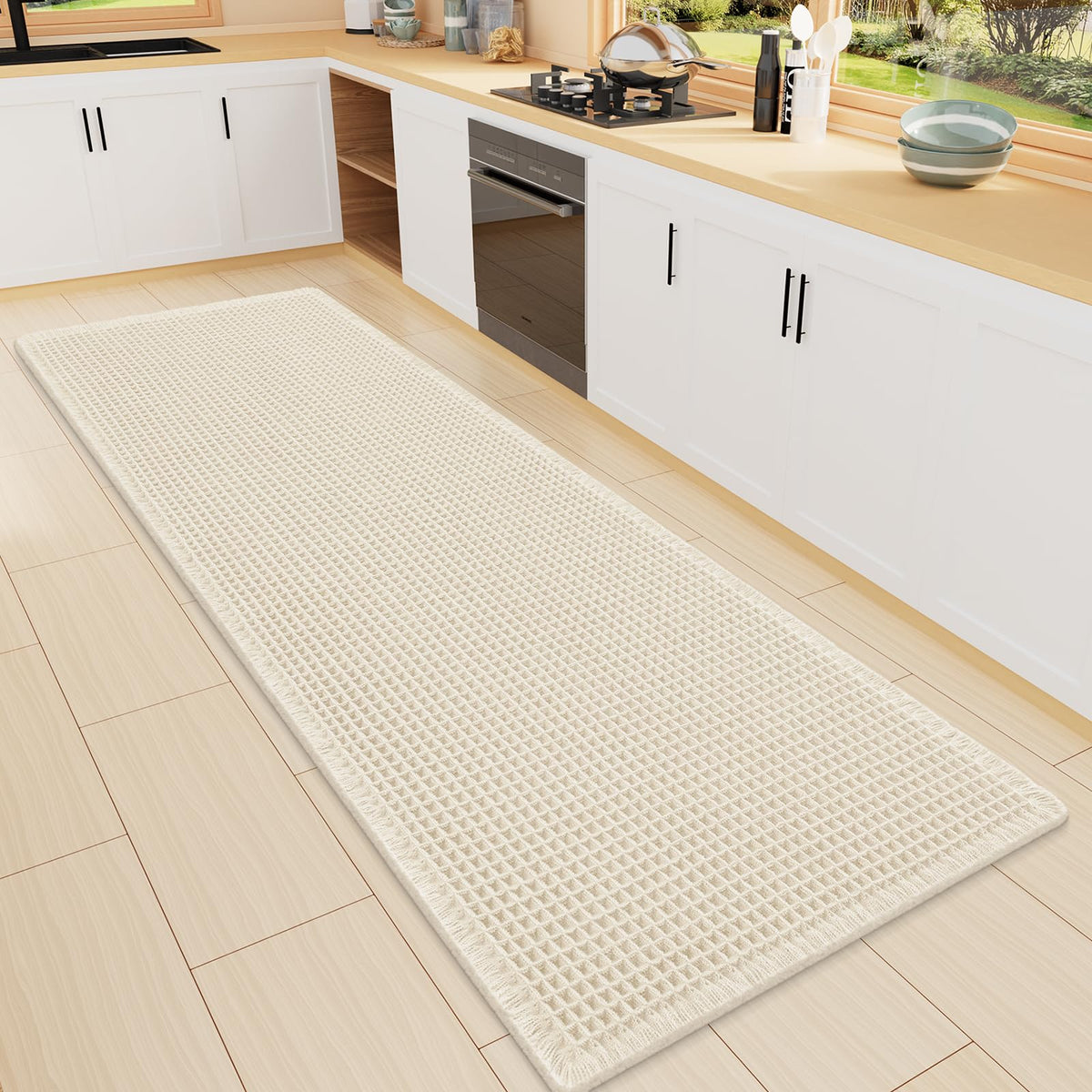 Smiry Waffle Bath Mat 30X20, Extra Soft Absorbent Bathroom Rugs, Brown