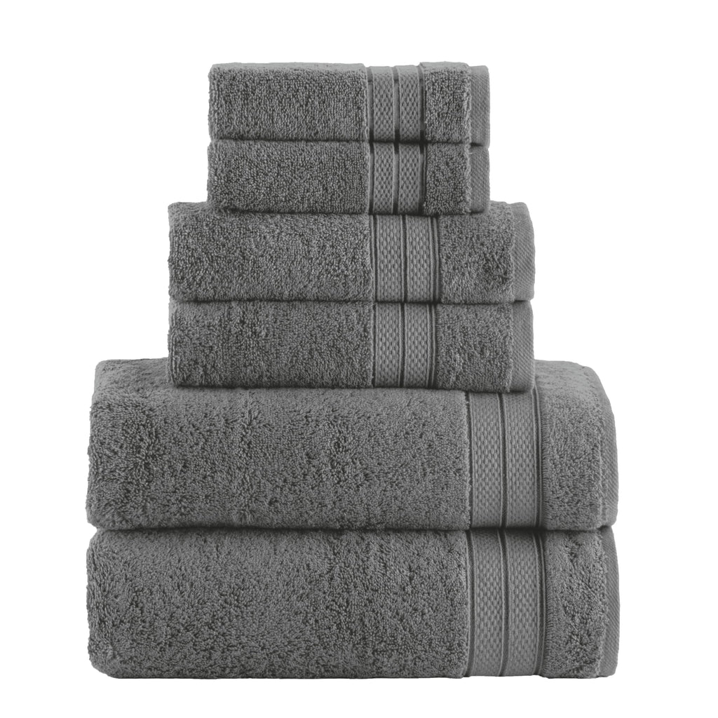 Elegant Comfort Luxury 6-Piece Towel Set, Premium Soft 100% Turkish Cotton, Three Line Popcorn Design 2 Bath Towels, 2 Hand Towels and 2 Washcloths Towel Set-Quick-Drying and Absorbent, Vibrant Orange