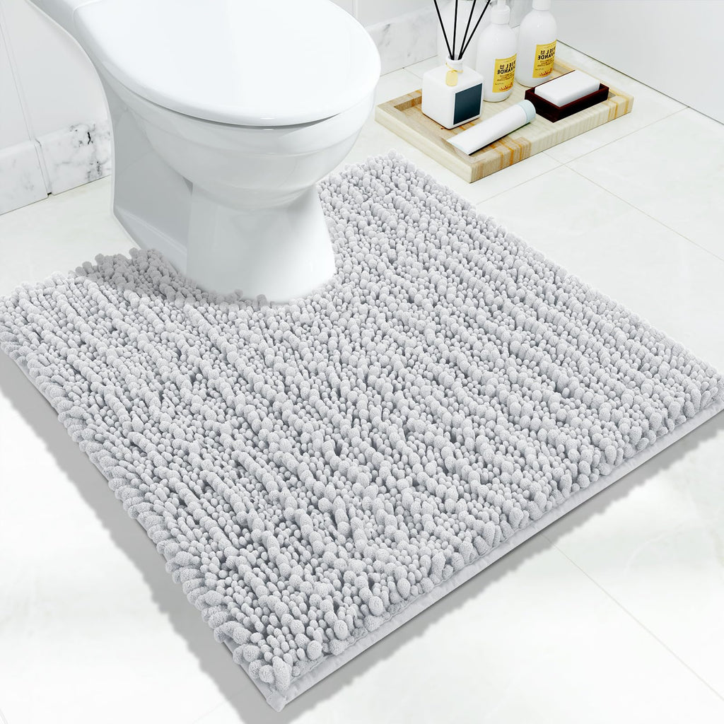 Yimobra Bathroom Rugs Non-Slip Washable – Extra Soft & Absorbent Chenille Bath Mat, Quick-Dry Plush Shaggy Floor & Vanity Bath Rugs for Tub & Shower, Modern Home Decor Accessories, 24 x 17, Grey