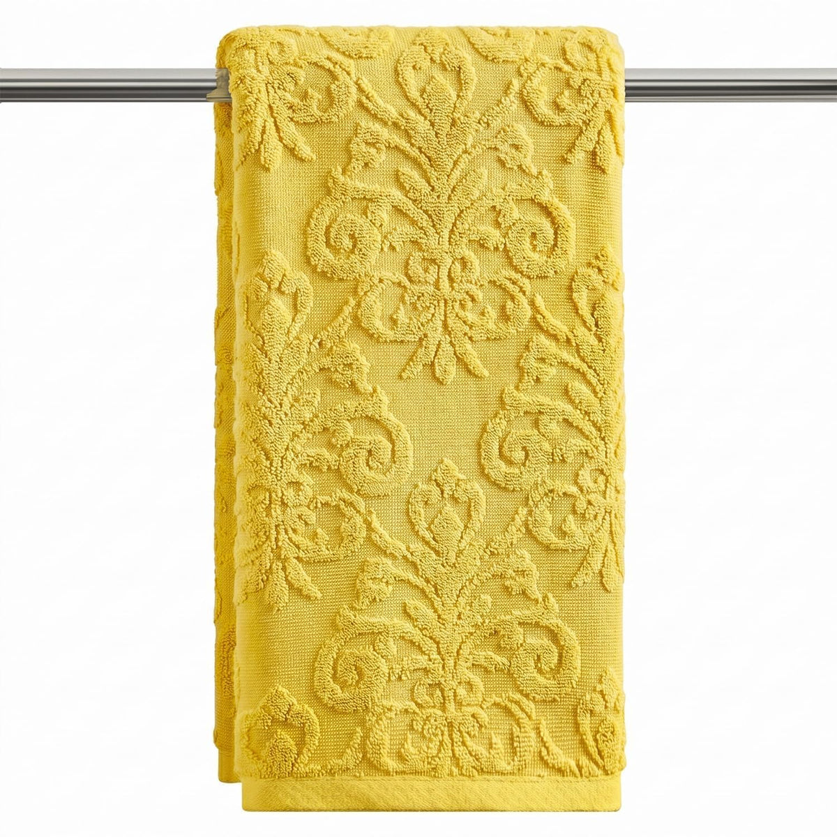 Artoid Mode 2 Pcs Olive Green 3D Vintage Floral Hand Towels for Bathroom, 100% Cotton Soft Absorbent Bathroom Decor Towels, 13.7 x 29.5 Inch