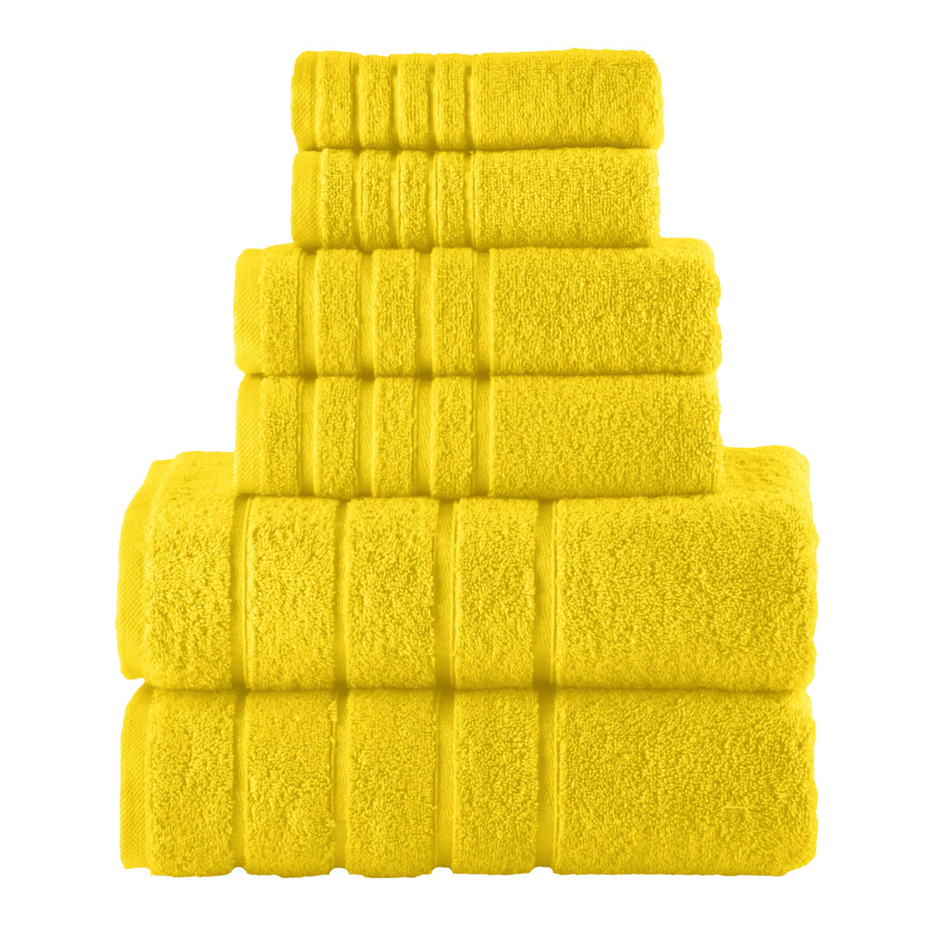 Elegant Comfort 4 Lines Viscose Stripe 6-Piece Premium Towel Set - 100% Turkish Cotton High Absorbent Luxury Bathroom Towels – Includes 2 Washcloths, 2 Hand Towels and 2 Bath Towels Set, Gold