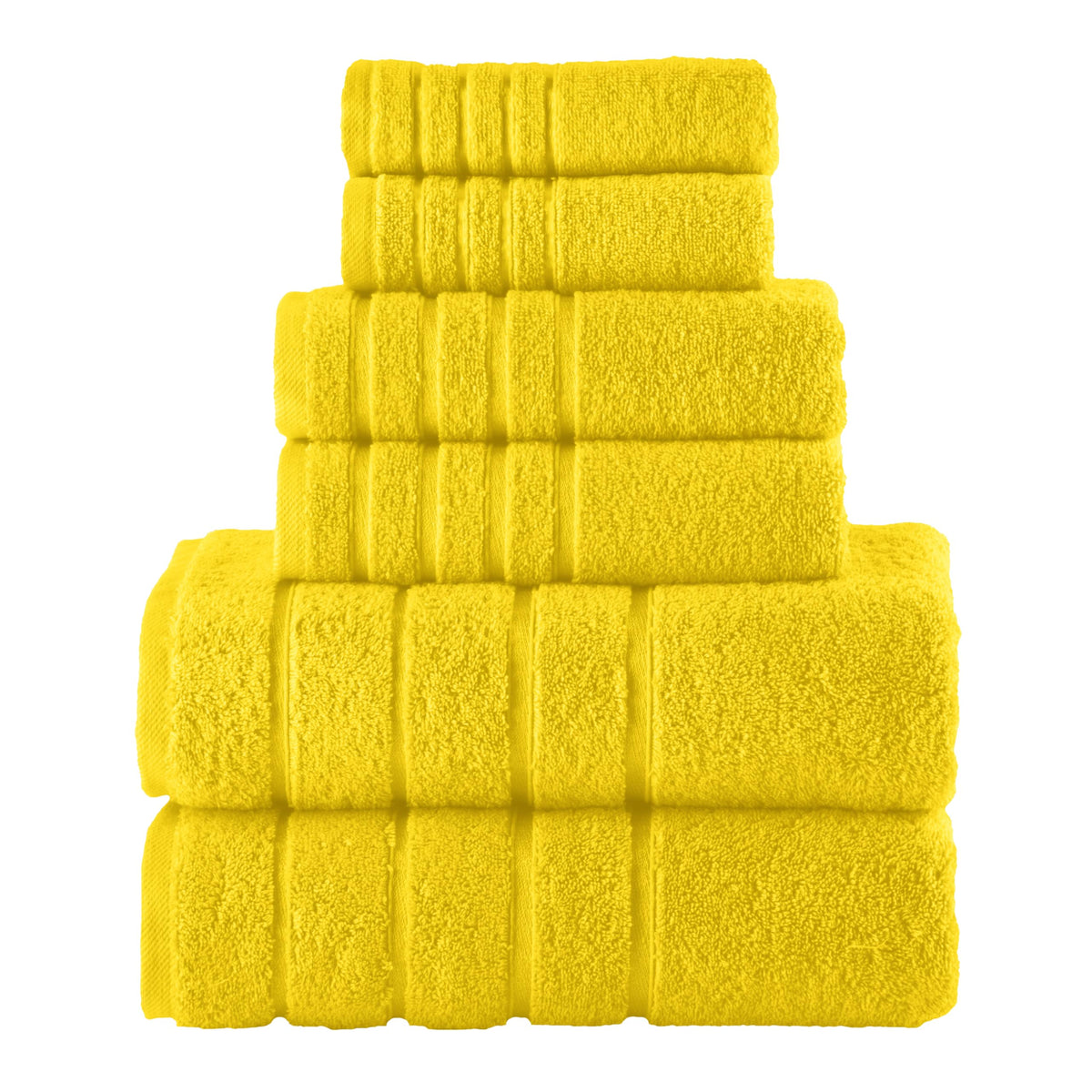 Elegant Comfort 4 Lines Viscose Stripe 6-Piece Premium Towel Set - 100% Turkish Cotton High Absorbent Luxury Bathroom Towels – Includes 2 Washcloths, 2 Hand Towels and 2 Bath Towels Set, Gold