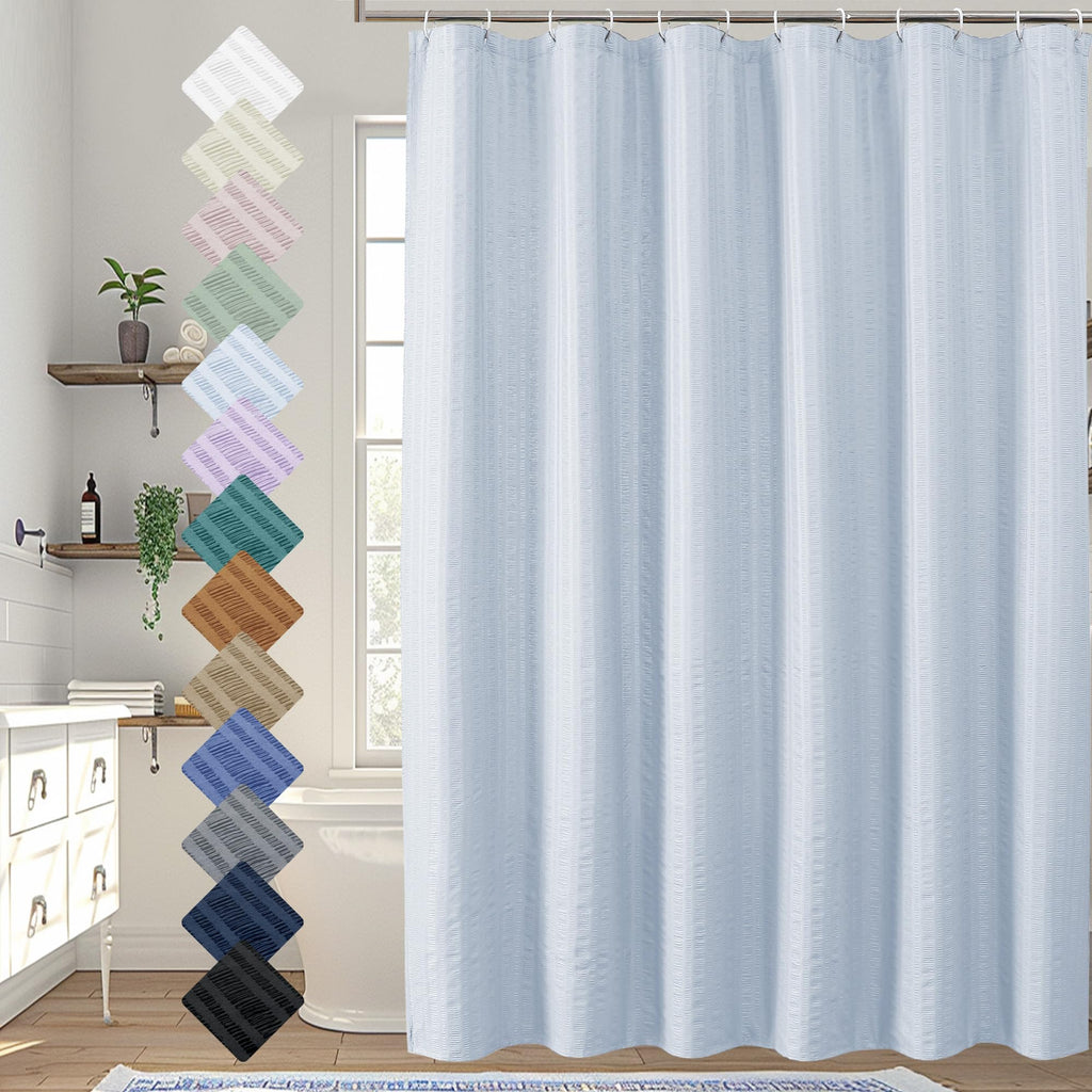Aiyufeng Moga Navy Blue Fabric Shower Curtains for Bathroom - Blue Hotel Spa Polyester Cloth Bath Curtain with 12 Holes, 72x72, Machine Washable, Navy Blue