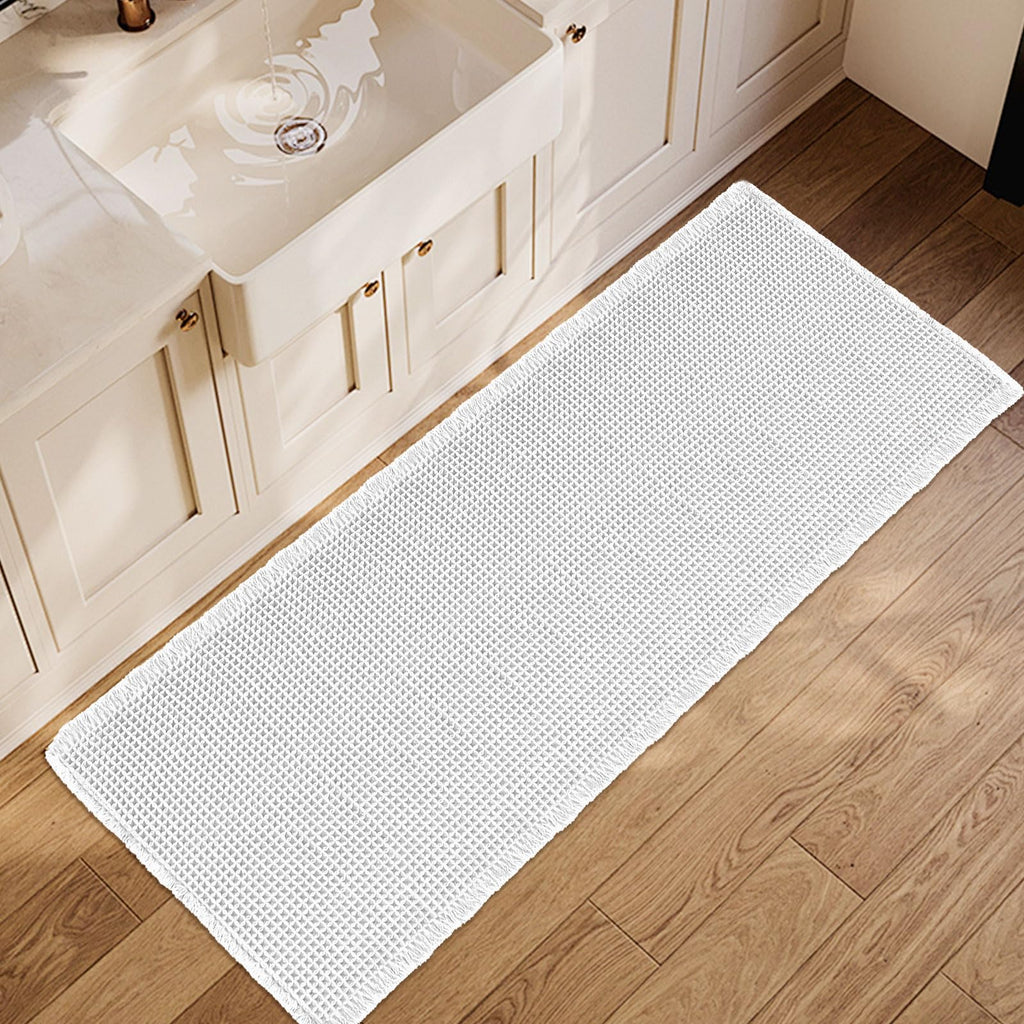 ZALL Waffle Bath Mat Boho Bathroom Mat Ultra Absorbent Non Slip 18x30 Tan