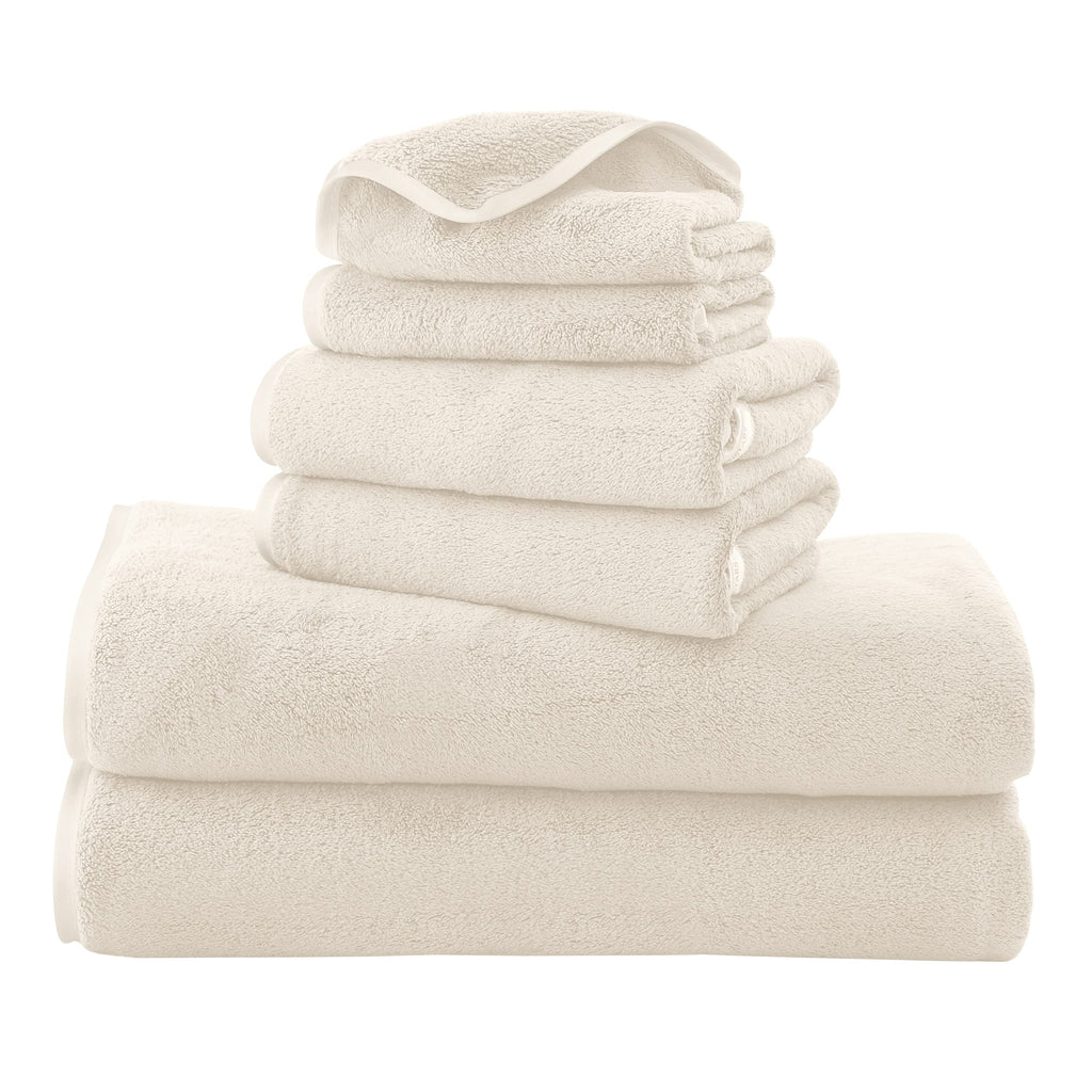 TENSTARS Luxury Silk Hemming Towel Set - Light Thin Quick Drying - 2 Bath Towels 2 Hand Towels 2 Washcloths - Ultra Soft Microfiber, for Bath Fitness, Sports, Yoga, Travel (Dark Grey 6 Pieces)