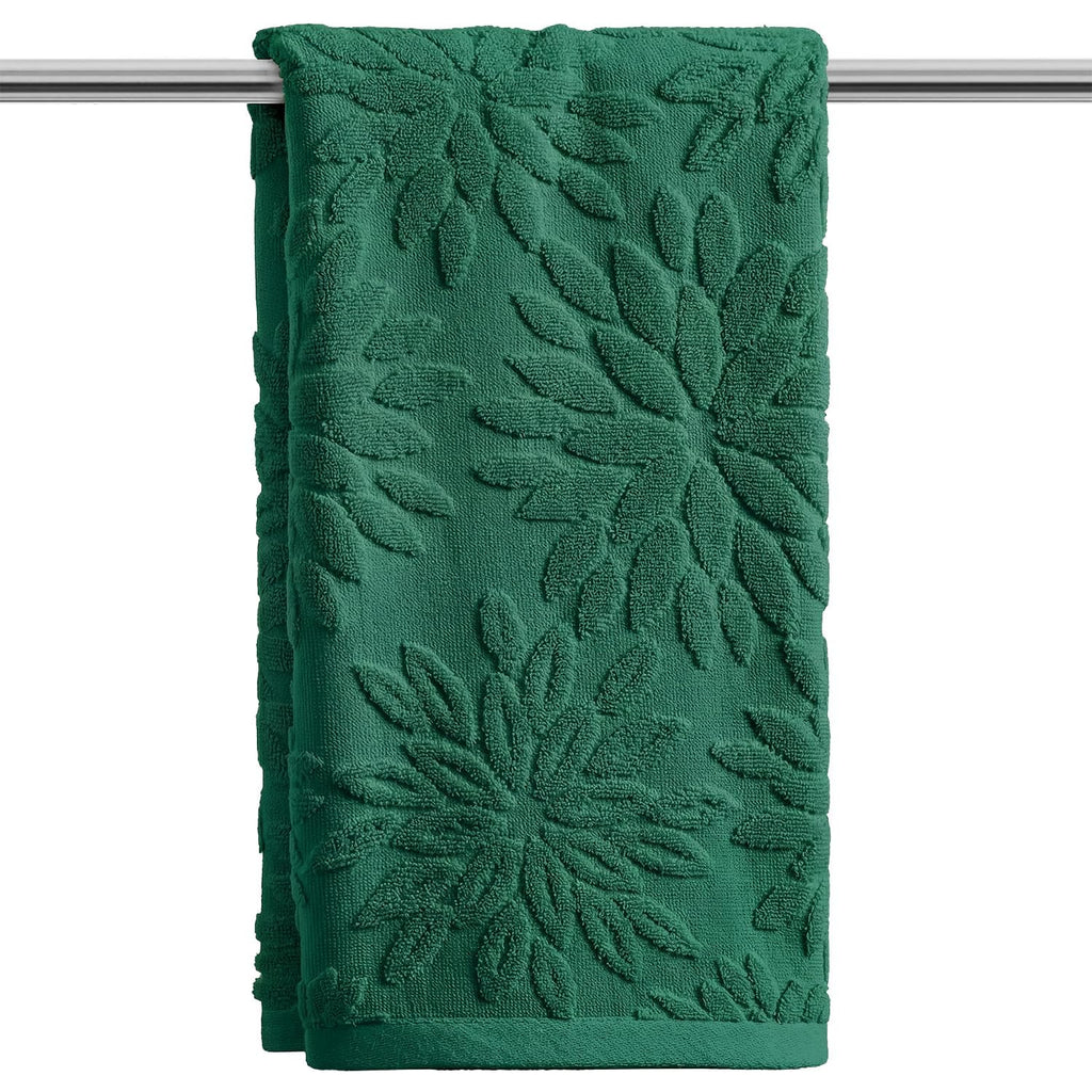 Artoid Mode 2 Pcs Olive Green 3D Dahlia Floral Jacquard Hand Towels for Bathroom, Cotton Soft Absorbent Bathroom Decor Towels, 13.7 x 29.5 Inch