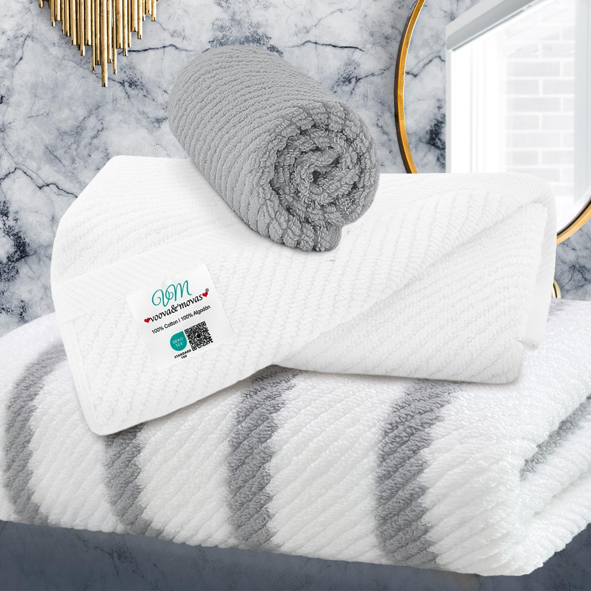 VOOVA & MOVAS Hand Towels for Barthroom, 18x28 in, Soft, Deep Turquoise