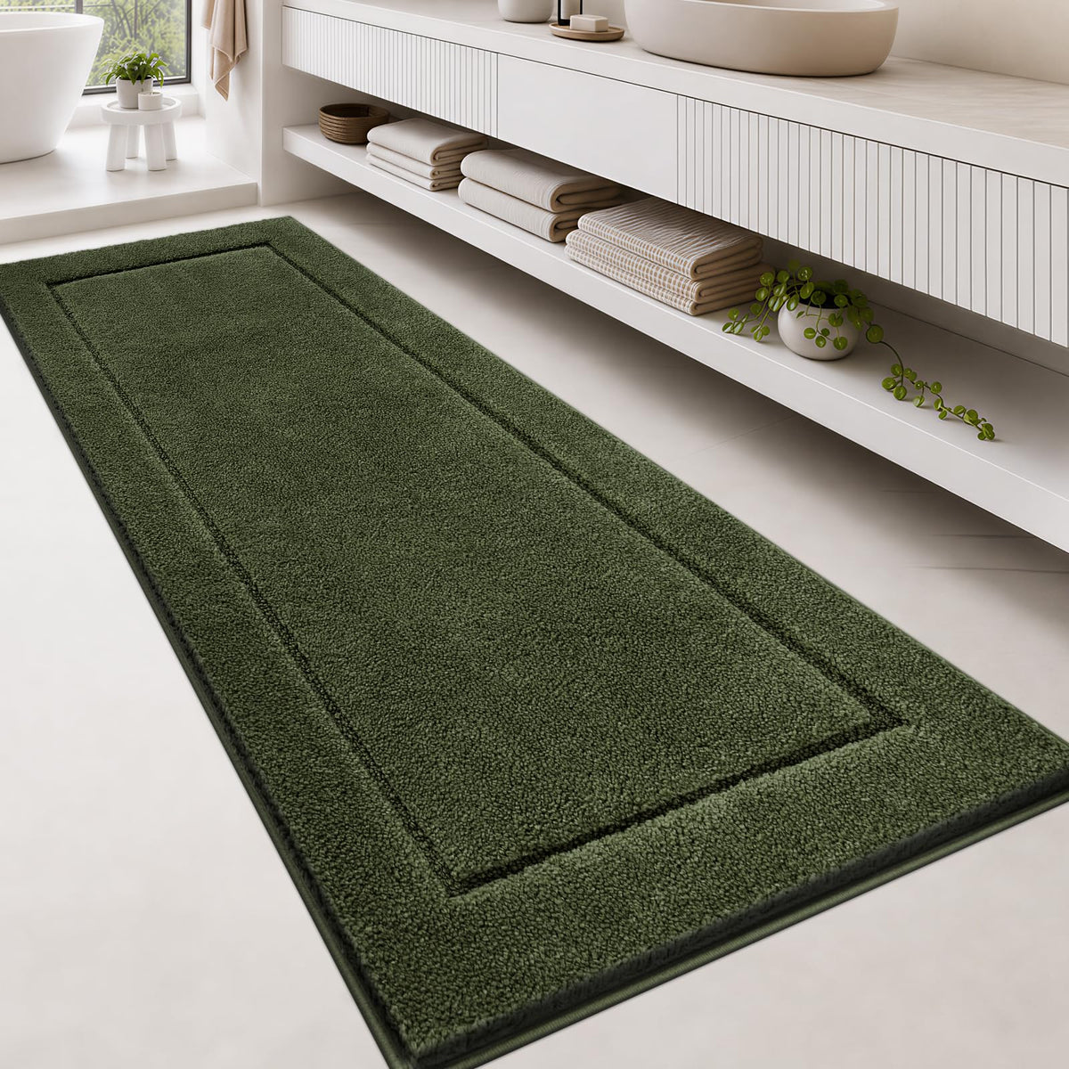 anllugs Bathroom Rugs, Non-Slip Bath Runner Rugs, 30" x 84", Beige