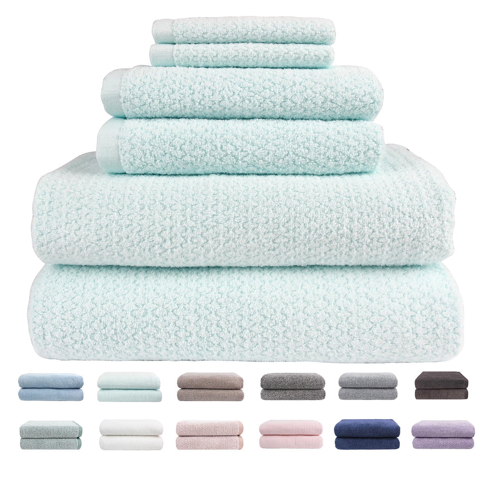 Everplush Diamond Jacquard 6 Pieces Bath Towel Set, Luxury Super Soft Oversized everplush Towels, Highly Absorbent Diamond Jacquard Quick Dry Bath Towel for Bathroom Grey Towel Set