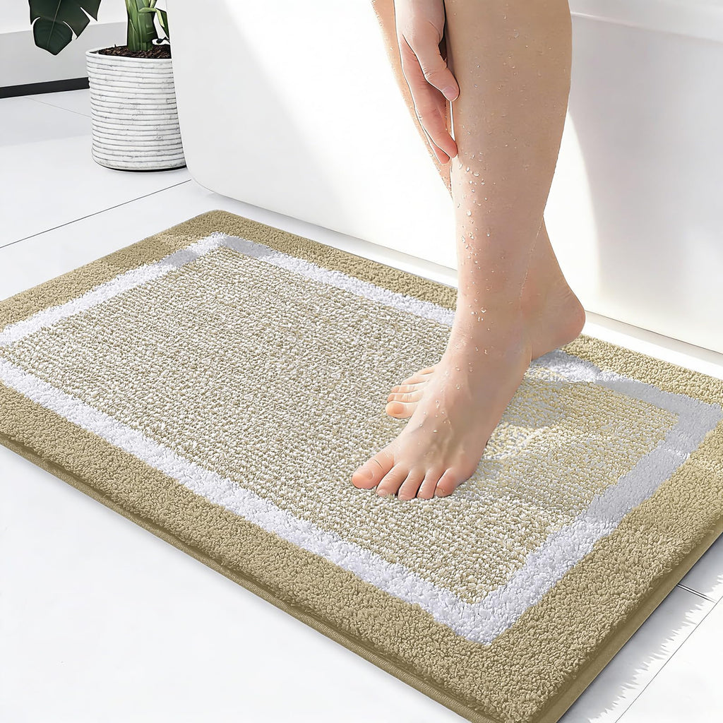 OLANLY Bathroom Rugs 36x24, Soft Absorbent Microfiber Bath Rugs, Grey