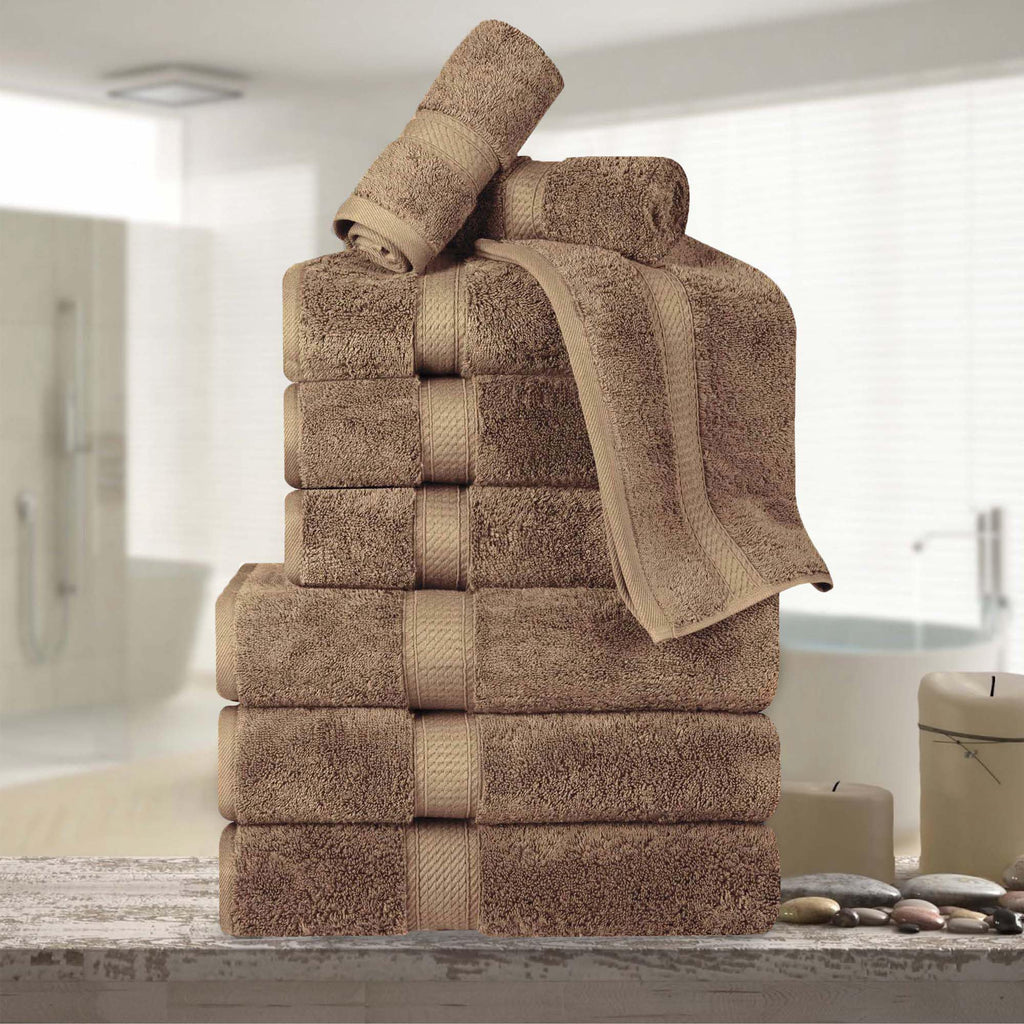 SUPERIOR Egyptian Cotton Plush & Absorbent, Hand Towel Set of 4, Cream