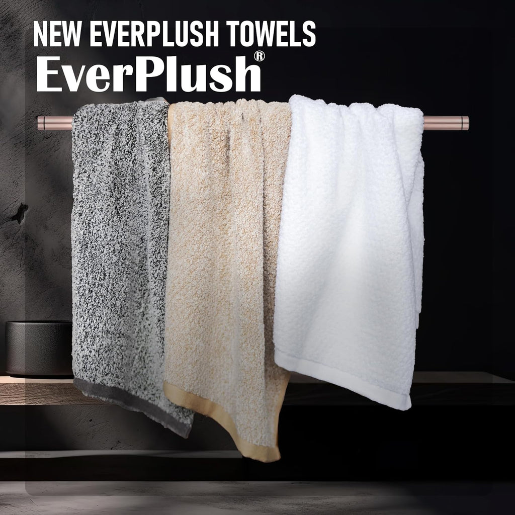 Everplush Diamond Jacquard 6 Pieces Bath Towel Set, Luxury Super Soft Oversized everplush Towels, Highly Absorbent Diamond Jacquard Quick Dry Bath Towel for Bathroom Grey Towel Set