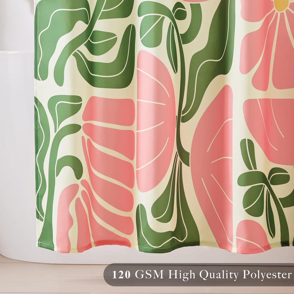 Ohocut Mid Century Modern Abstract Geometric Colorful Boho Shower Curtains for Bathroom, Cute Pink Floral Bathroom Shower Curtain, Vintage Retro Bath Curtain, Waterproof Shower Curtain 72''x72''