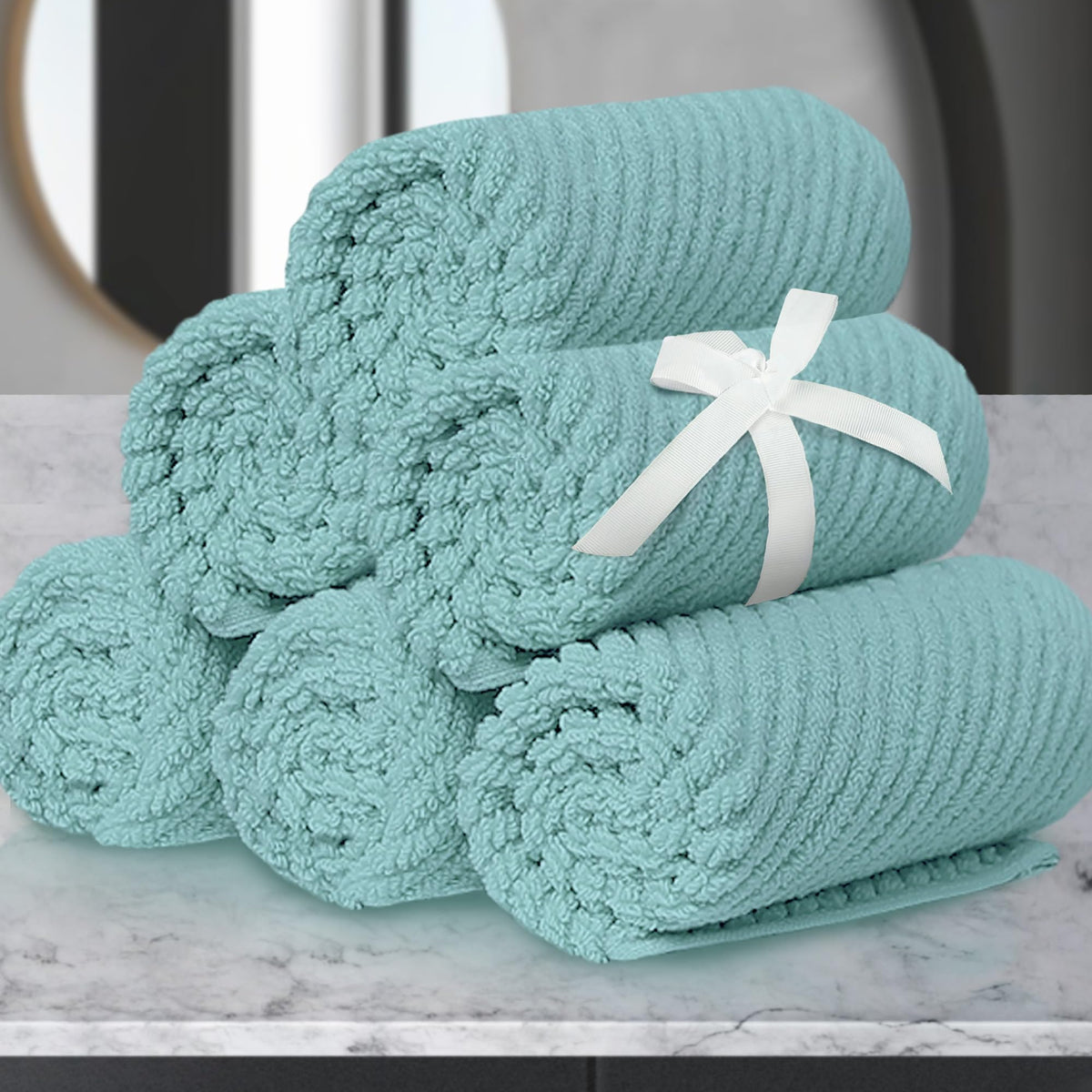 VOOVA & MOVAS Hand Towels for Barthroom, 18x28 in, Soft, Deep Turquoise