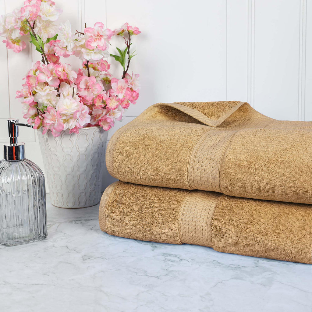 SUPERIOR Egyptian Cotton Plush & Absorbent, Hand Towel Set of 4, Cream